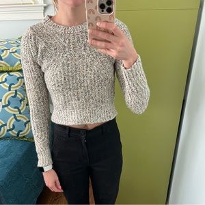 Banana Republic Chunky Pointel Natural Multicolor Cropped Sweater